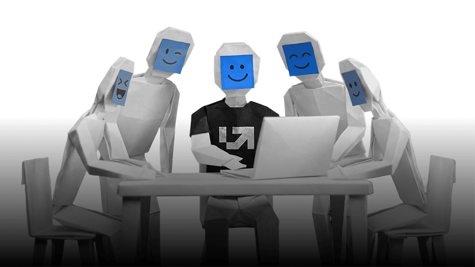 AI characters learning together around a table
