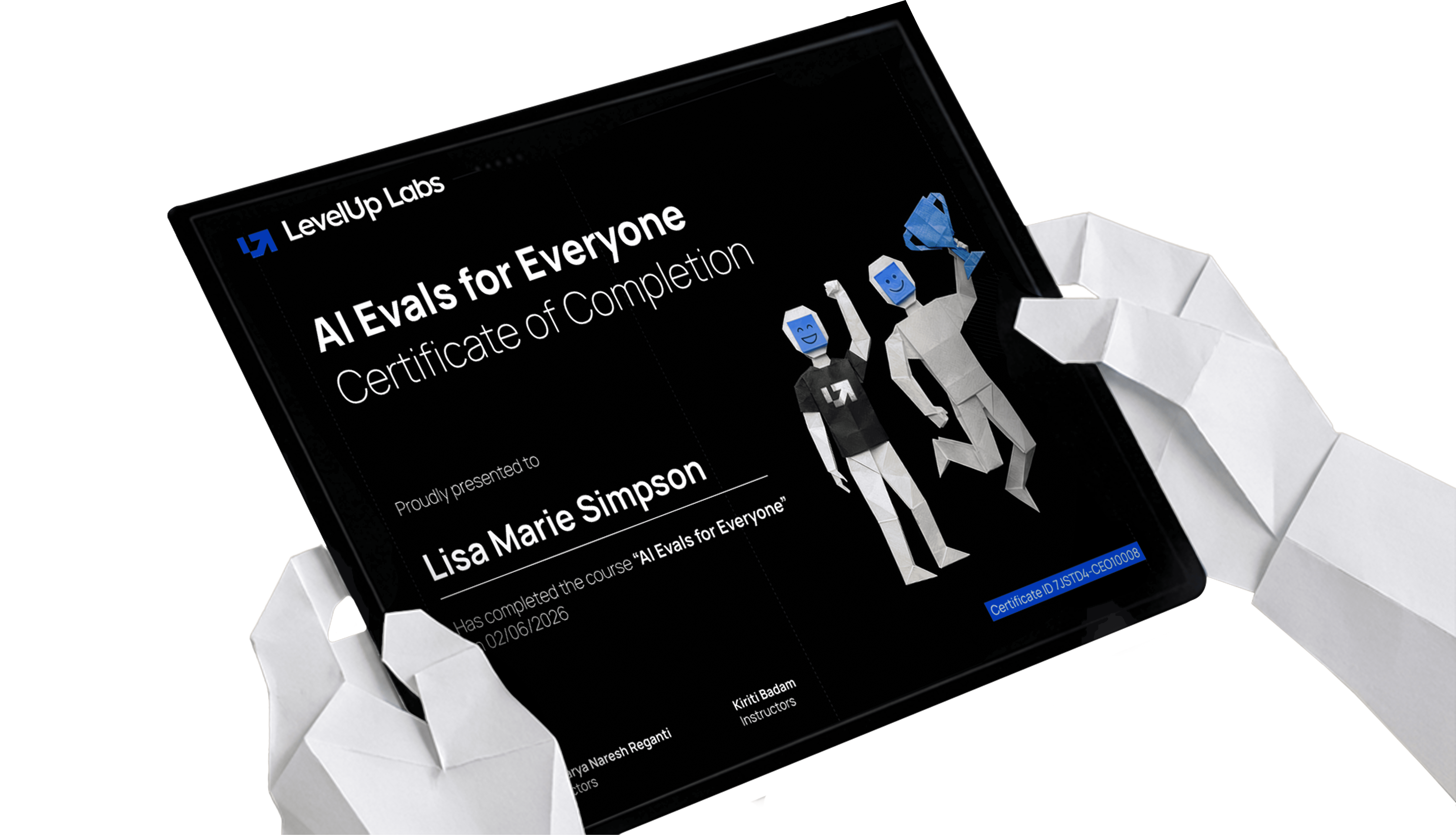 Example course completion certificate